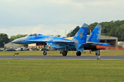 Ukrainian Air Force Sukhoi Su-27P Flanker B (39 BLUE) at  RAF Fairford, United Kingdom