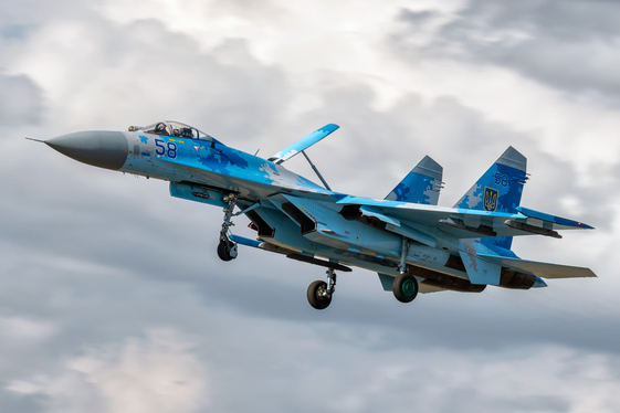 Ukrainian Air Force Sukhoi Su-27P1M Flanker B (58 BLUE) at  Duxford, United Kingdom