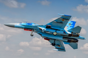 Ukrainian Air Force Sukhoi Su-27UB Flanker C (71 BLUE) at  RAF Fairford, United Kingdom