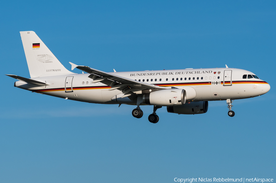 German Air Force (Luftwaffe) Airbus A319-133CJ (9811) | Photo 317893