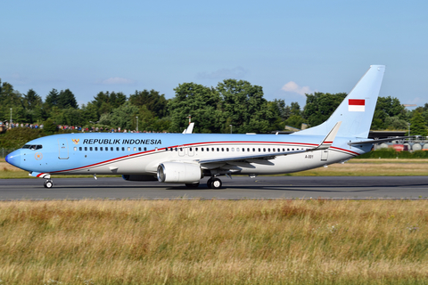 Indonesian Government Boeing 737-8U3(BBJ2) (A-001) at  Hamburg - Fuhlsbuettel (Helmut Schmidt), Germany