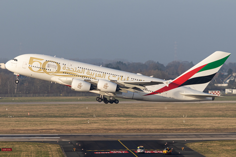 Emirates Airbus A380-861 (A6-EEX) at  Dusseldorf - International, Germany