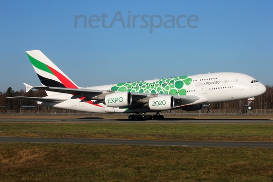 Emirates Airbus A380-861 (A6-EON) at  Hamburg - Fuhlsbuettel (Helmut Schmidt), Germany