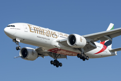 Emirates Boeing 777-21H(LR) (A6-EWJ) at  Barcelona - El Prat, Spain