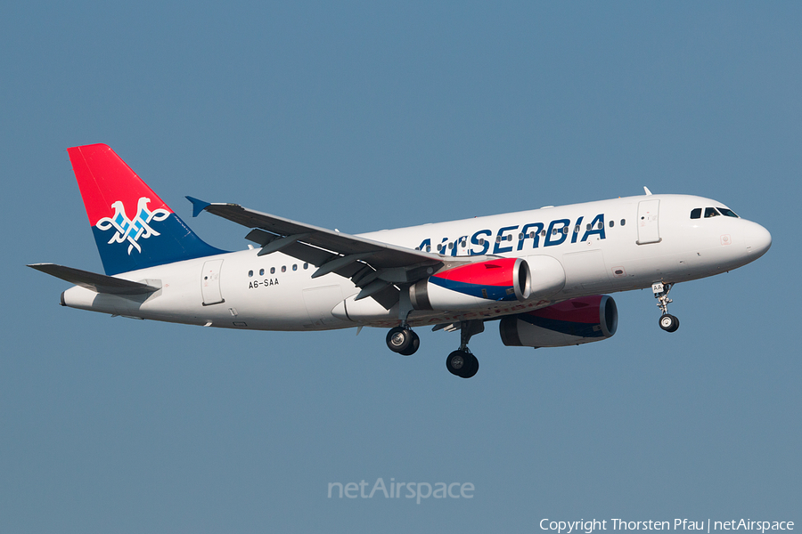 Air Serbia Airbus A319-132 (A6-SAA) | Photo 62110
