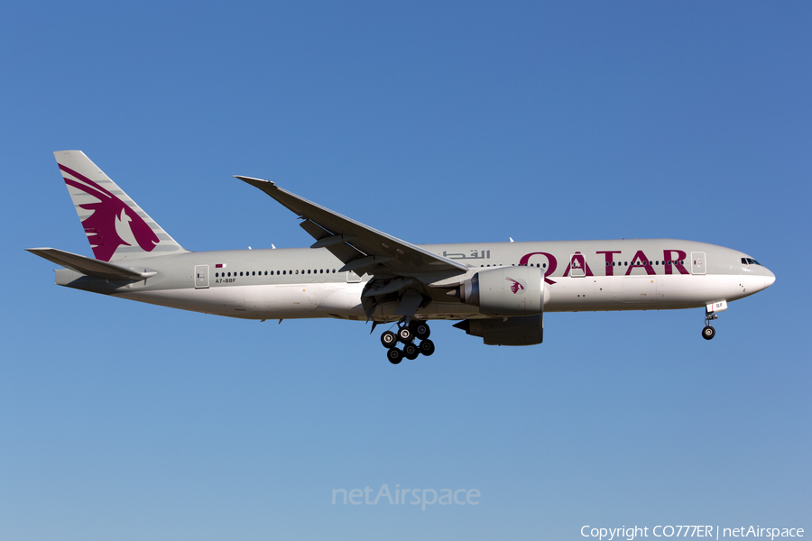 Qatar Airways Boeing 777-2DZ(LR) (A7-BBF) | Photo 96582