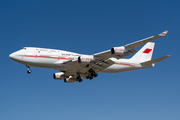 Bahrain Amiri Flight Boeing 747-4F6 (A9C-HAK) at  Barcelona - El Prat, Spain