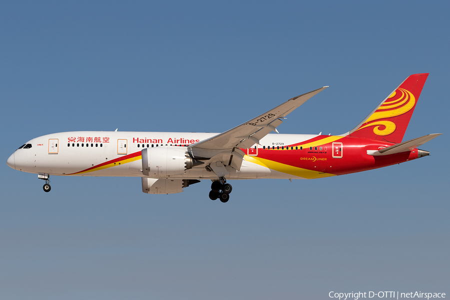 Hainan Airlines Boeing 787-8 Dreamliner (B-2729) | Photo 201164