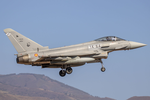 Spanish Air Force (Ejército del Aire) Eurofighter EF2000 Typhoon (C.16-64) at  Gran Canaria, Spain