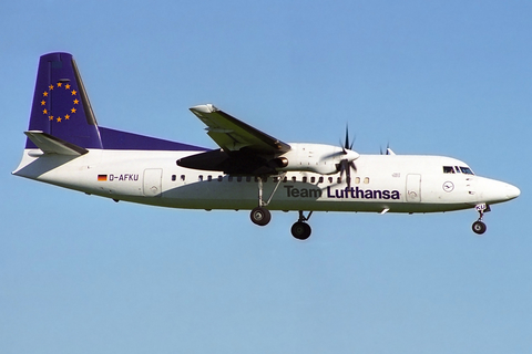 Team Lufthansa (Contact Air) Fokker 50 (D-AFKU) at  Hamburg - Fuhlsbuettel (Helmut Schmidt), Germany