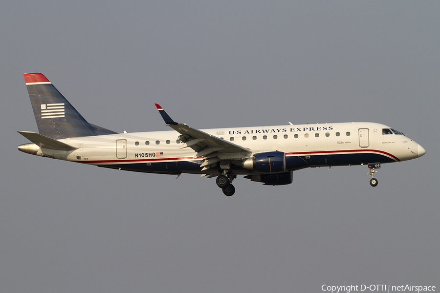 US Airways Express (Republic Airlines) Embraer ERJ-175LR (ERJ-170-200LR) (N105HQ) | Photo 385732