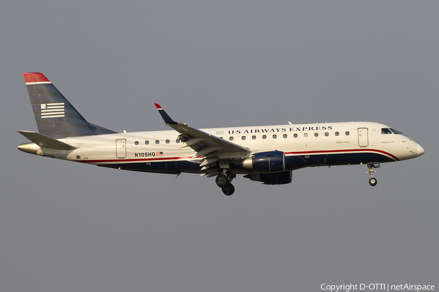 US Airways Express (Republic Airlines) Embraer ERJ-175LR (ERJ-170-200LR) (N105HQ) | Photo 385732