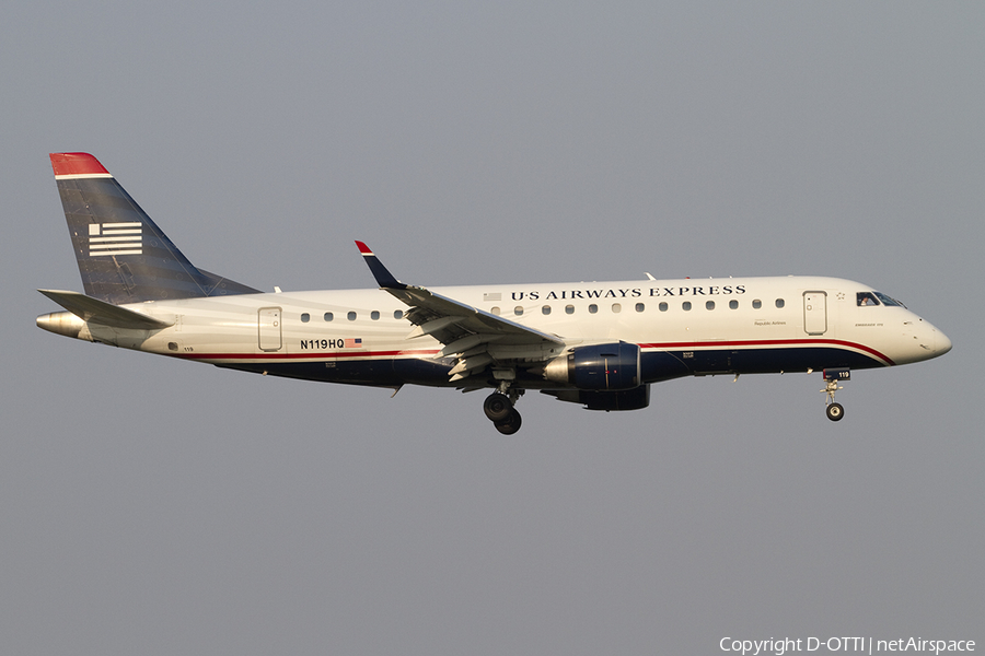 US Airways Express (Republic Airlines) Embraer ERJ-175LR (ERJ-170-200LR) (N119HQ) | Photo 385741