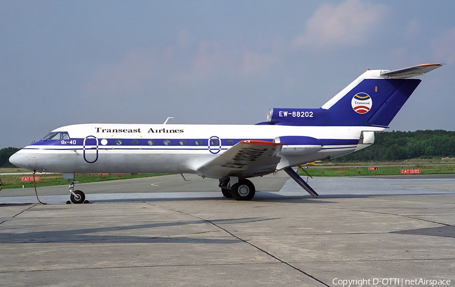 Transeast Airlines Yakovlev Yak-40 (EW-88202) | Photo 155036