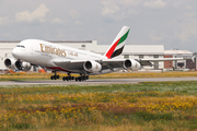 Emirates Airbus A380-842 (F-WWAJ) at  Hamburg - Finkenwerder, Germany