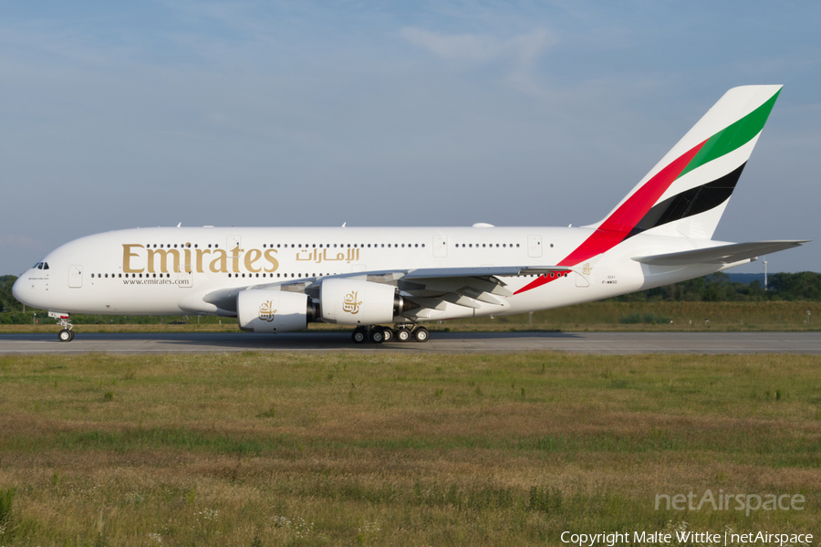 Emirates Airbus A380-842 (F-WWSO) | Photo 392044