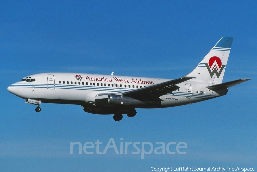 America West Airlines Boeing 737-2T5(Adv) (G-BKHO) | Photo 401442