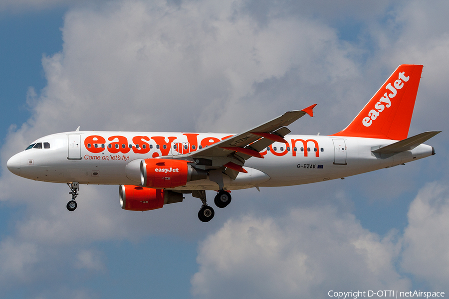 easyJet Airbus A319-111 (G-EZAK) | Photo 203187