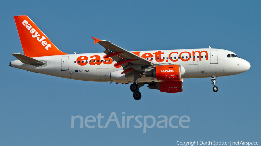 easyJet Airbus A319-111 (G-EZAK) | Photo 324406