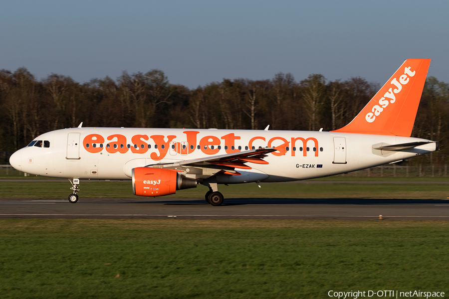 easyJet Airbus A319-111 (G-EZAK) | Photo 154916