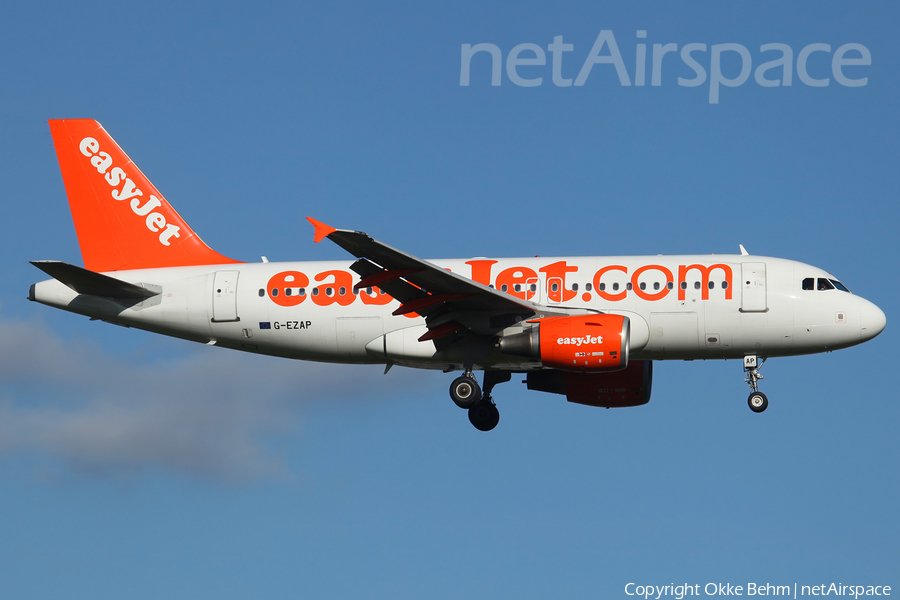 easyJet Airbus A319-111 (G-EZAP) | Photo 191492