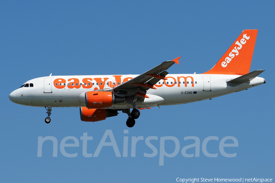 easyJet Airbus A319-111 (G-EZBE) | Photo 174565