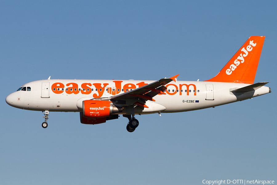 easyJet Airbus A319-111 (G-EZBE) | Photo 523679