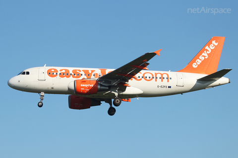 easyJet Airbus A319-111 (G-EZFE) at  Hamburg - Fuhlsbuettel (Helmut Schmidt), Germany