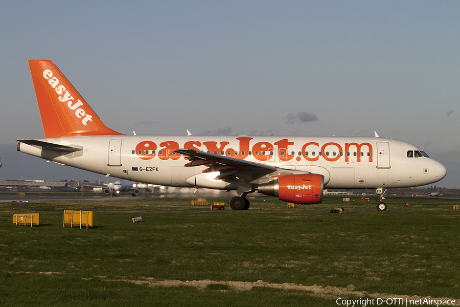 easyJet Airbus A319-111 (G-EZFK) | Photo 288220