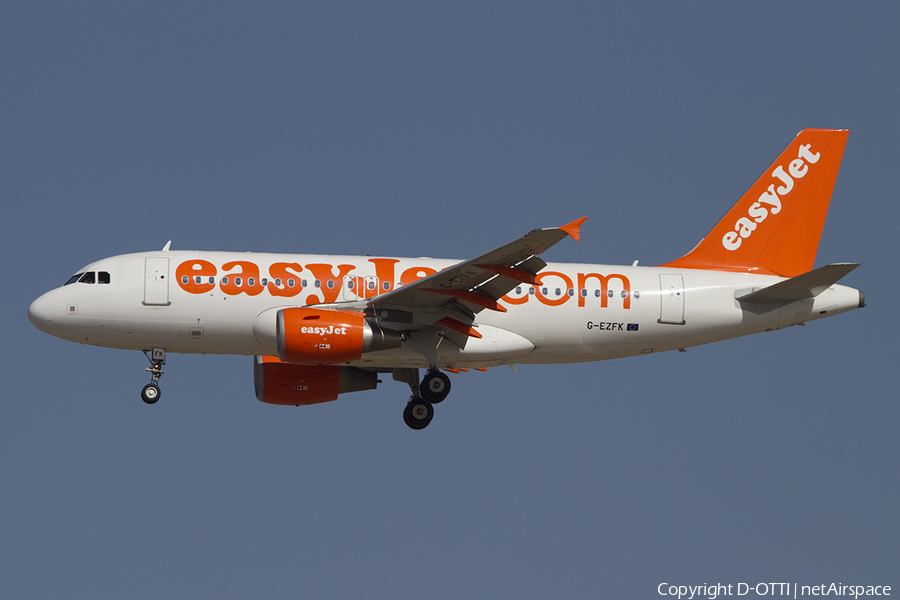 easyJet Airbus A319-111 (G-EZFK) | Photo 370833