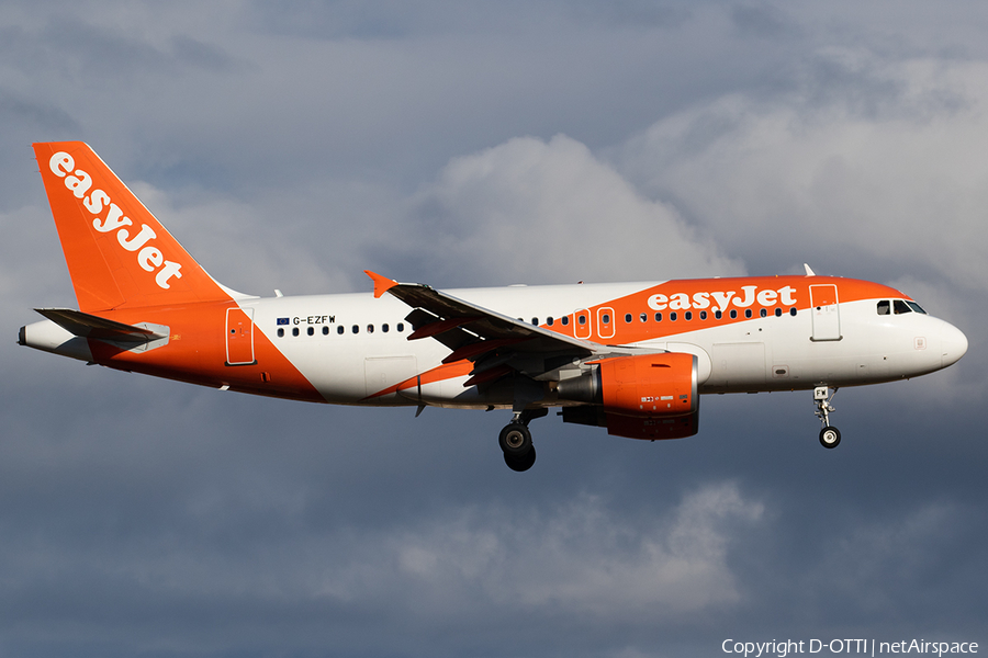 easyJet Airbus A319-111 (G-EZFW) | Photo 533265