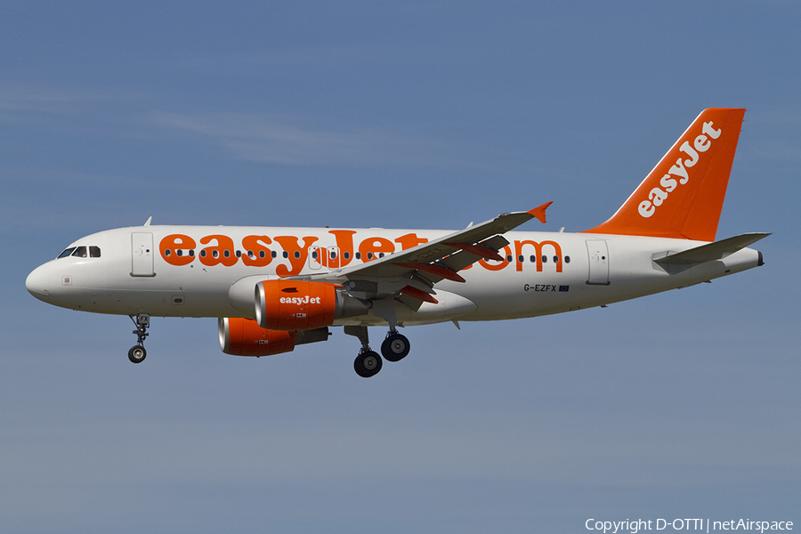easyJet Airbus A319-111 (G-EZFX) | Photo 389000