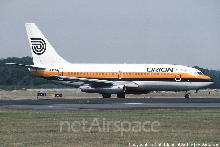 Orion Airways Boeing 737-2L9(Adv) (G-GPAB) | Photo 401450