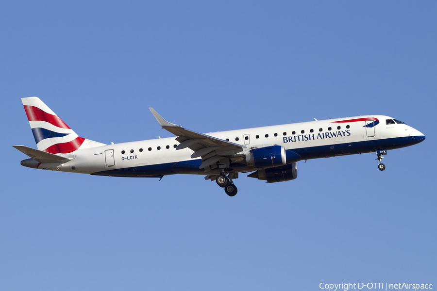 British Airways (CityFlyer) Embraer ERJ-190SR (ERJ-190-100SR) (G-LCYK) | Photo 414662