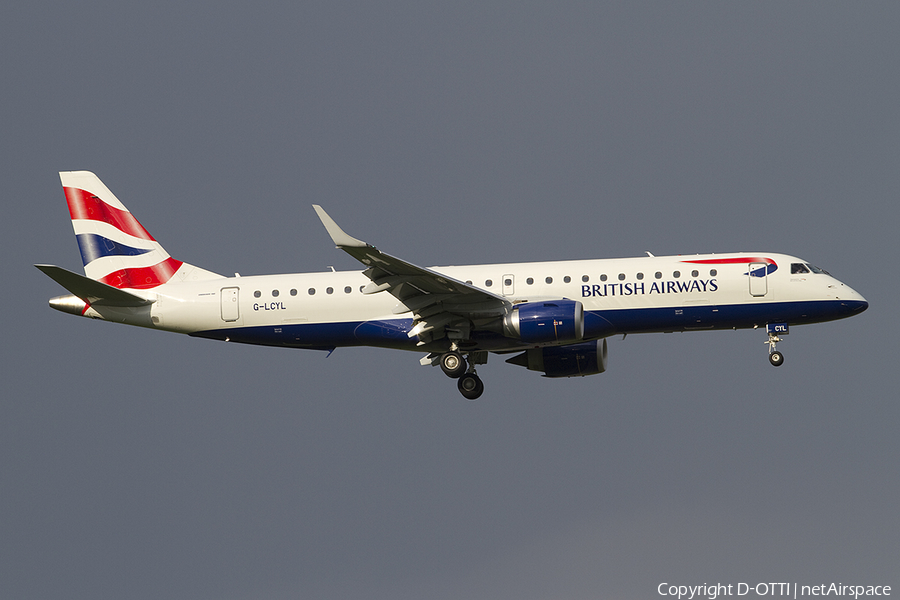 British Airways (CityFlyer) Embraer ERJ-190LR (ERJ-190-100LR) (G-LCYL) | Photo 351368