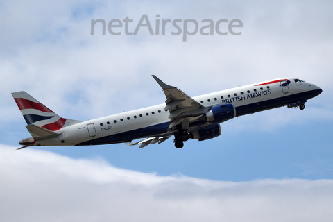 British Airways (CityFlyer) Embraer ERJ-190LR (ERJ-190-100LR) (G-LCYL) at  London - City, United Kingdom