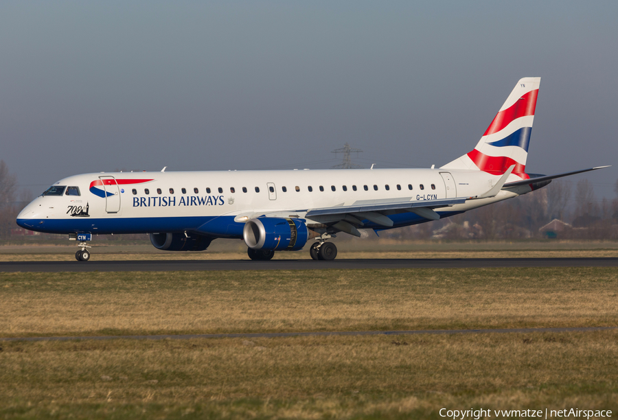 British Airways (CityFlyer) Embraer ERJ-190SR (ERJ-190-100SR) (G-LCYN) | Photo 426609