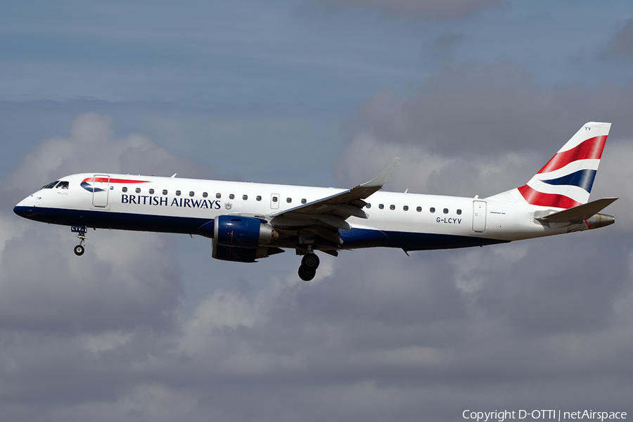 British Airways Embraer ERJ-190SR (ERJ-190-100SR) (G-LCYV) | Photo 529699