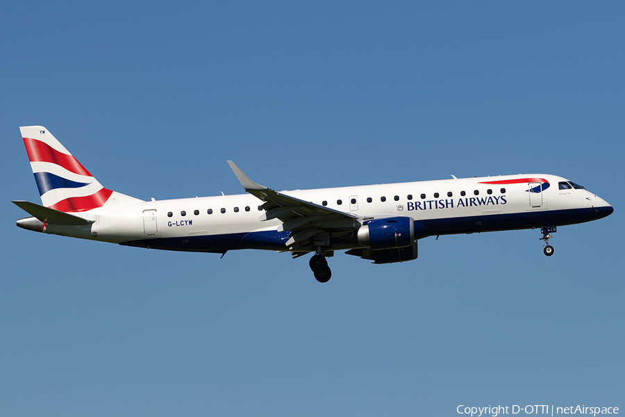 British Airways (CityFlyer) Embraer ERJ-190SR (ERJ-190-100SR) (G-LCYW) | Photo 165741