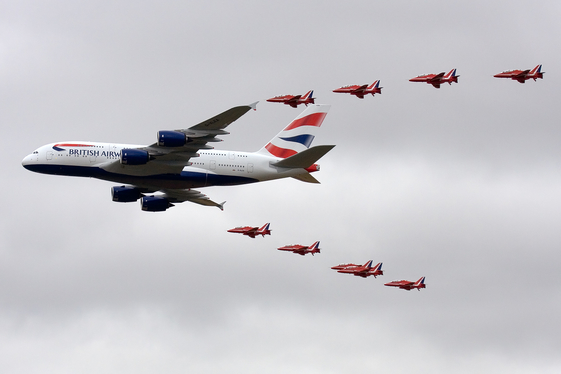 British Airways Airbus A380-841 (G-XLEA) at  RAF Fairford, United Kingdom