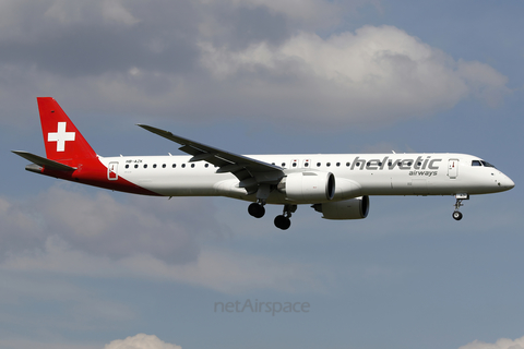 Helvetic Airways Embraer ERJ-195E2 (ERJ-190-400STD) (HB-AZK) at  Warsaw - Frederic Chopin International, Poland