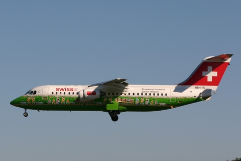 Swiss International Airlines BAe Systems BAe-146-RJ100 (HB-IYS) at  Luxembourg - Findel, Luxembourg