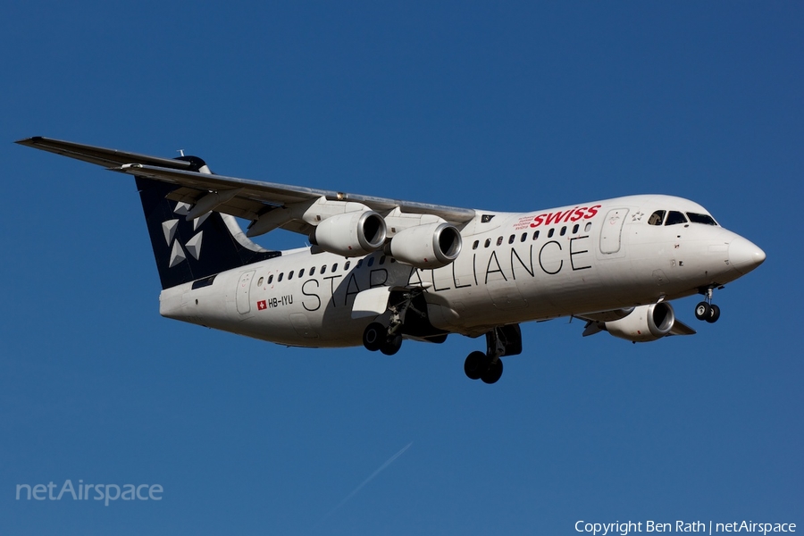 Swiss International Airlines BAe Systems BAe-146-RJ100 (HB-IYU) | Photo 42392