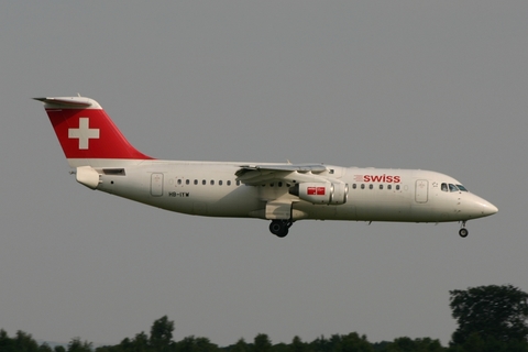 Swiss International Airlines BAe Systems BAe-146-RJ100 (HB-IYW) at  Luxembourg - Findel, Luxembourg