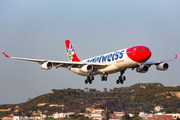 Edelweiss Air Airbus A340-313E (HB-JMF) at  Rhodes, Greece