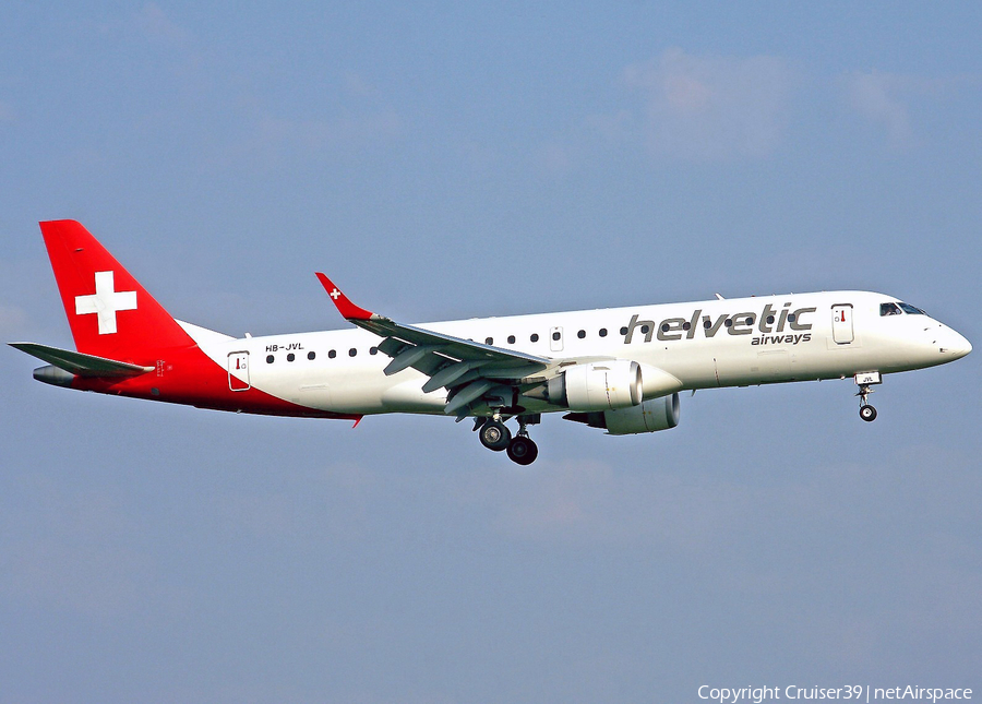 Helvetic Airways Embraer ERJ-190LR (ERJ-190-100LR) (HB-JVL) | Photo 118713