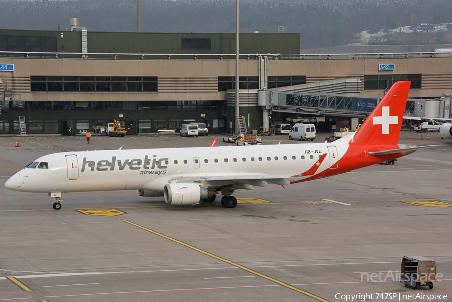 Helvetic Airways Embraer ERJ-190LR (ERJ-190-100LR) (HB-JVL) | Photo 65887