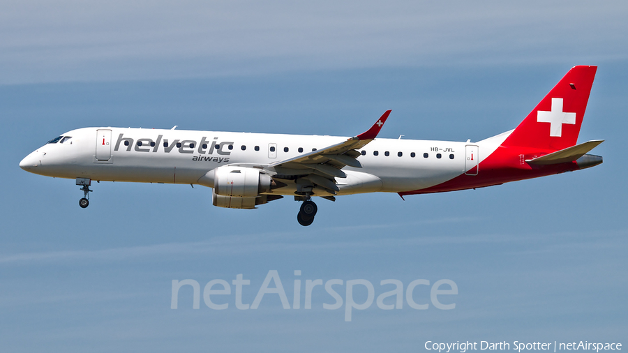 Helvetic Airways Embraer ERJ-190LR (ERJ-190-100LR) (HB-JVL) | Photo 375246
