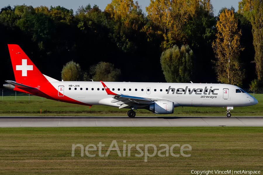 Helvetic Airways Embraer ERJ-190LR (ERJ-190-100LR) (HB-JVN) | Photo 337551