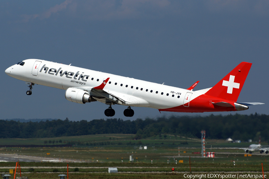 Helvetic Airways Embraer ERJ-190LR (ERJ-190-100LR) (HB-JVN) | Photo 276660